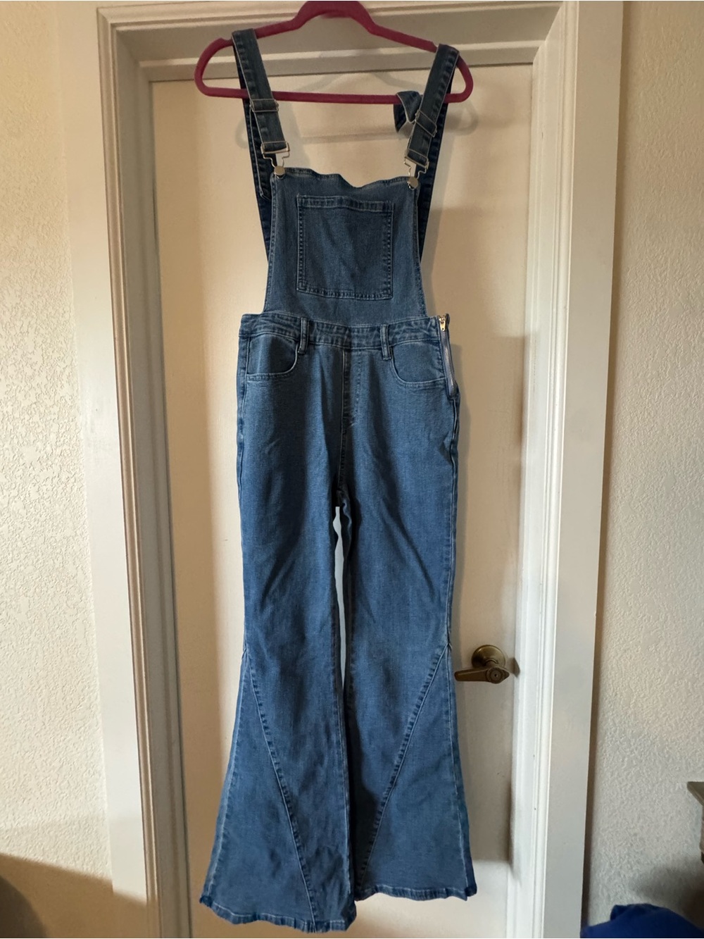 Blue Denim Flare Overalls for Women